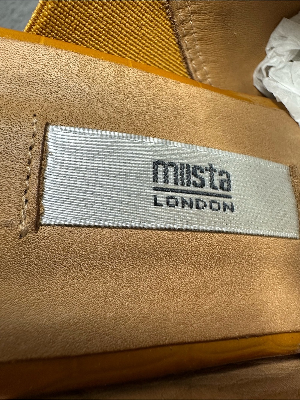 Miista London Mustard Croc-Embossed Leather Mule Heels - Picture 4 of 6